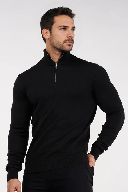 HALF ZIP SWEATER - BLACK