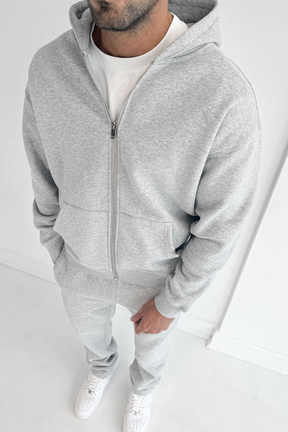 ESSENTIAL ZIP UP HOODIE - GREY