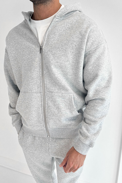 ESSENTIAL ZIP UP HOODIE - GREY