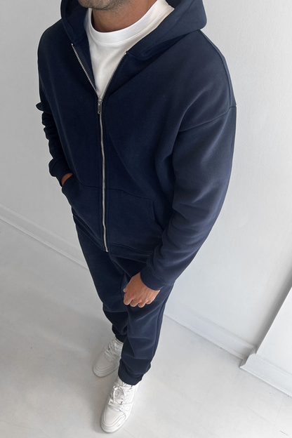 ESSENTIAL ZIP UP HOODIE - NAVY