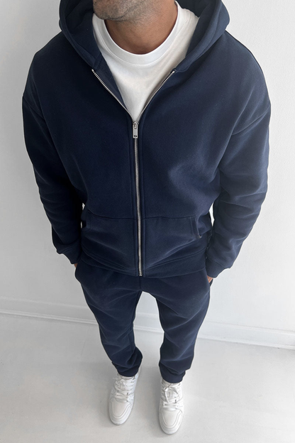 ESSENTIAL ZIP UP HOODIE - NAVY