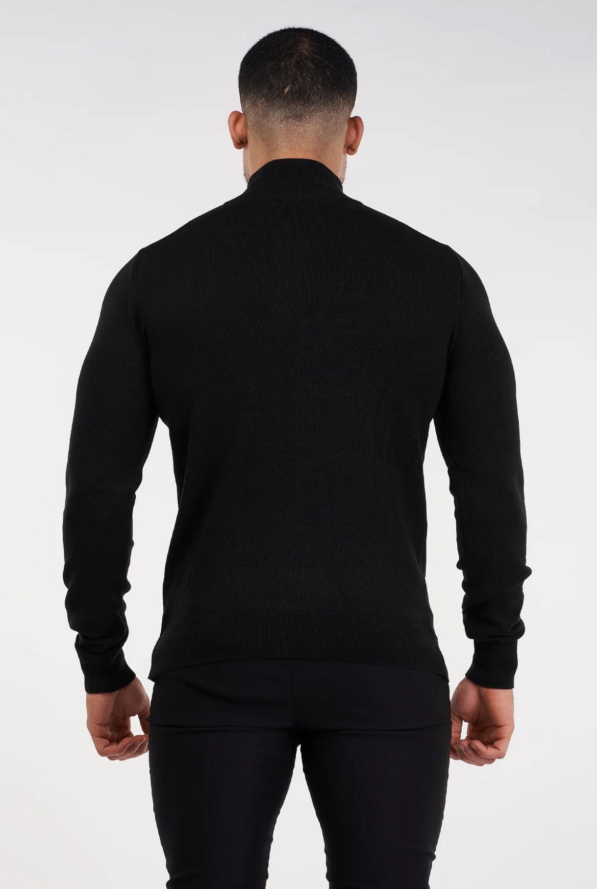 HALF ZIP SWEATER - BLACK