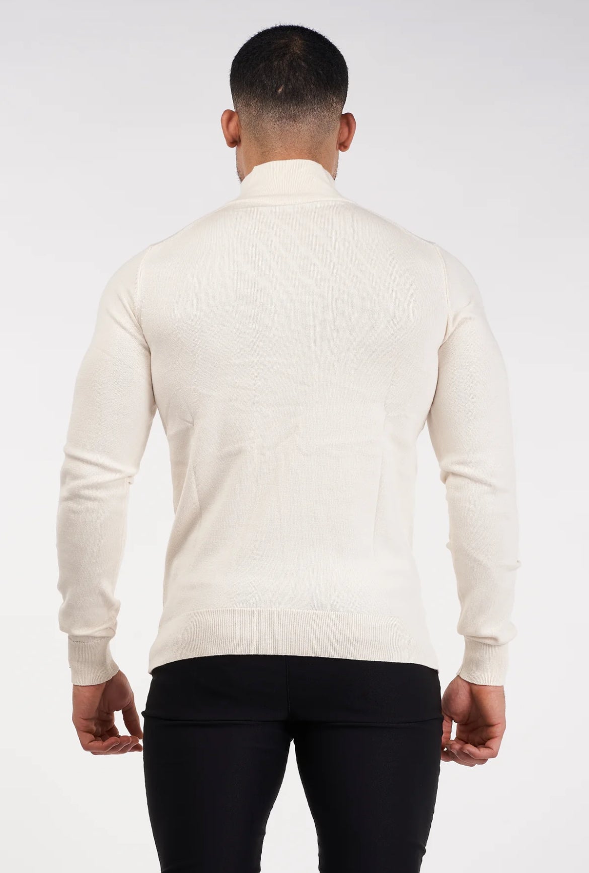 HALF ZIP SWEATER - BEIGE