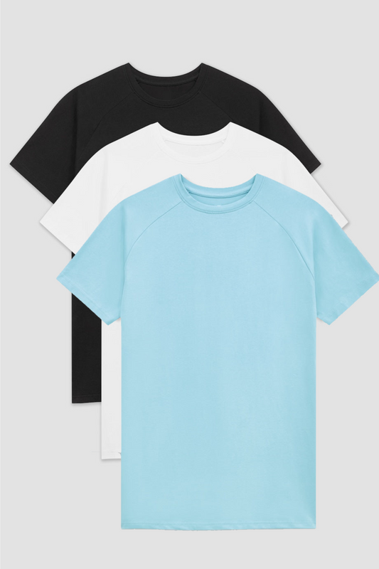 MUSCLE T-SHIRT 3-PACK - LIGHT BLUE