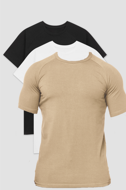 MUSCLE T-SHIRT 3-PACK - CREAM